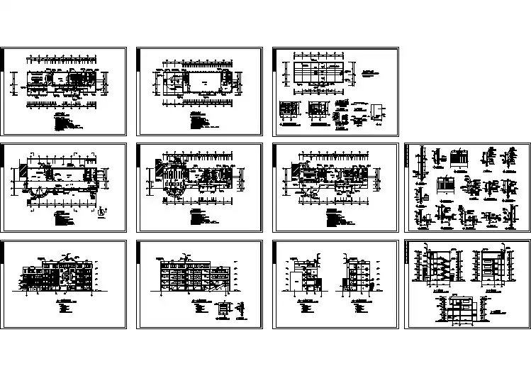 某小学多功能教学楼建筑设计cad施工图