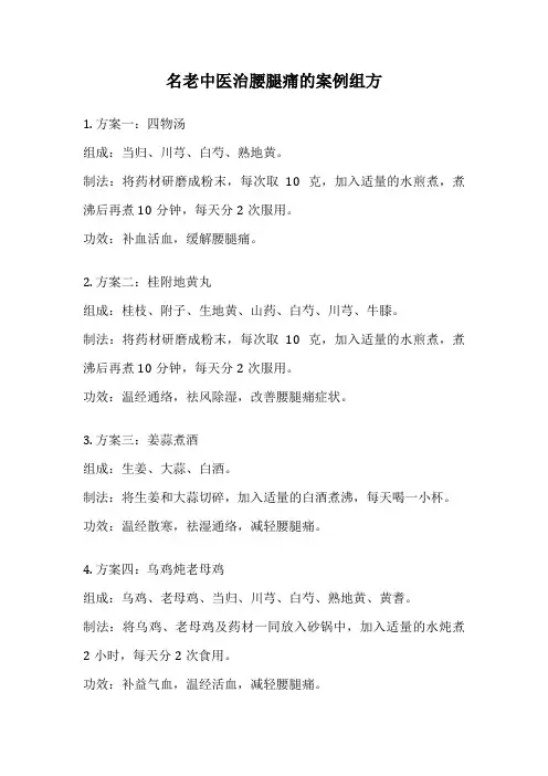 名老中医治腰腿痛的案例组方