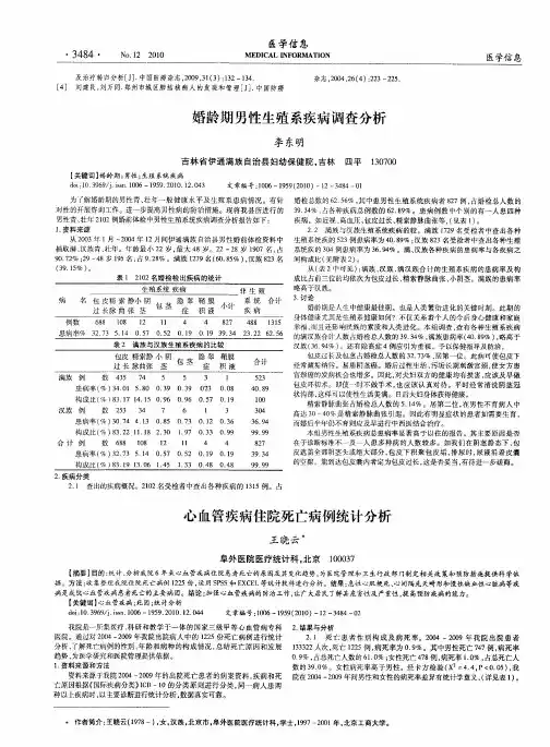 心血管疾病住院死亡病例统计分析