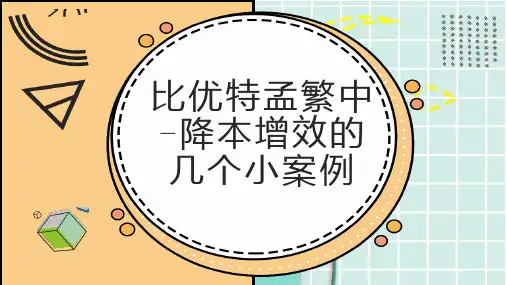 比优特孟繁中降本增效的几个小案例