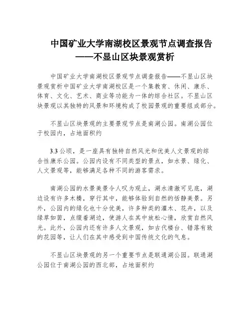 中国矿业大学南湖校区景观节点调查报告——不显山区块景观赏析