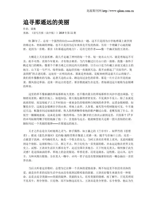 追寻那遥远的美丽