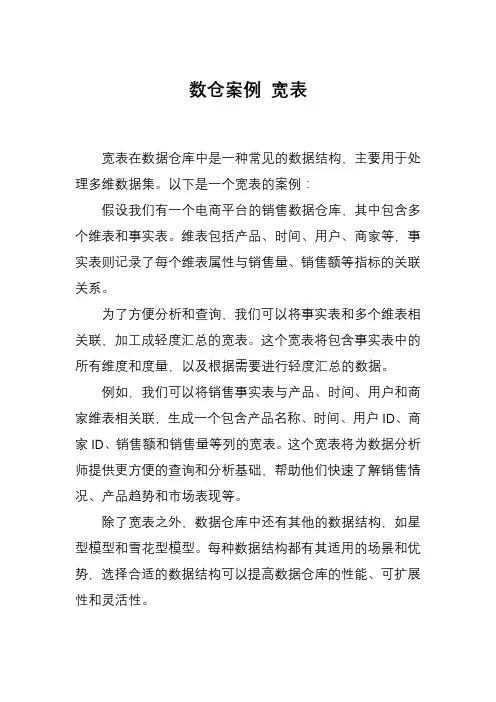数仓案例 宽表