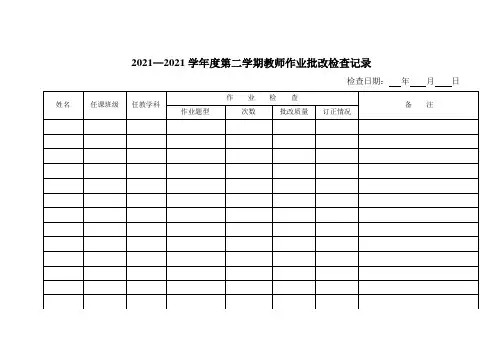 教师作业批改检查记录表实用文档