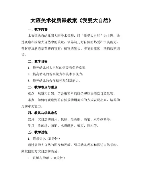 大班美术优质课教案《我爱大自然》
