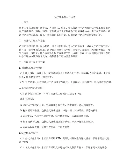 洁净化工程工作方案