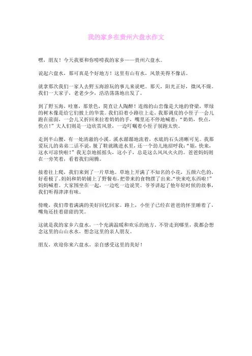 我的家乡在贵州六盘水作文