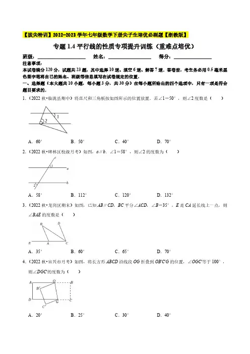平行线的性质专项提升训练