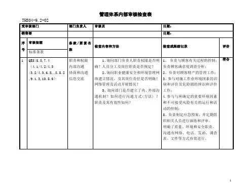三体系认证之内审检查表-销售部