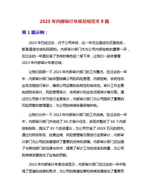 2023年内部审计年度总结范文8篇