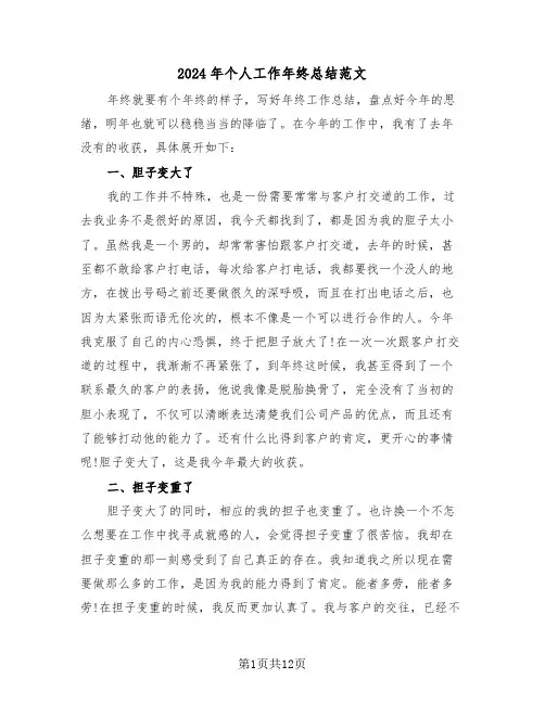 2024年个人工作年终总结范文（6篇）