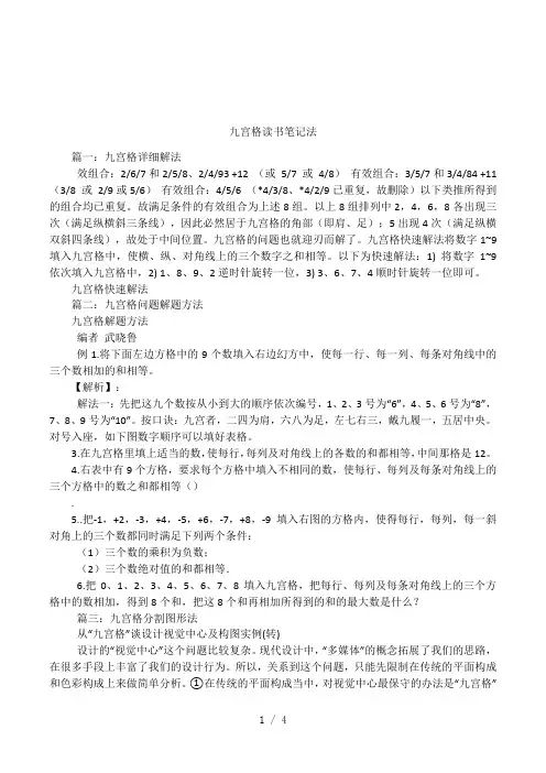 九宫格读书笔记法