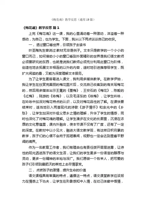 《梅花魂》教学反思（通用19篇）