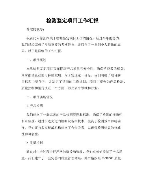 检测鉴定项目工作汇报