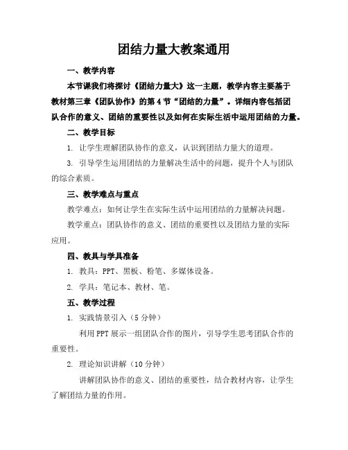 团结力量大教案通用