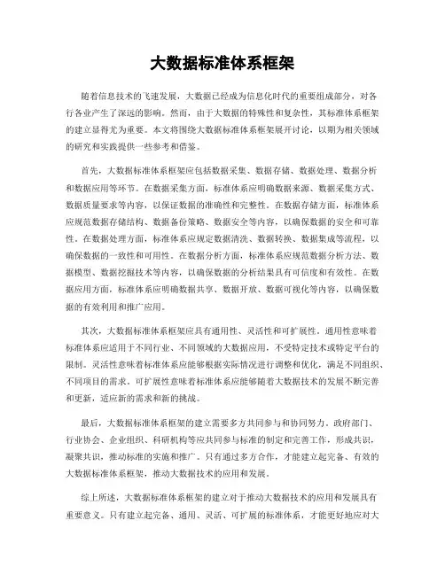大数据标准体系框架