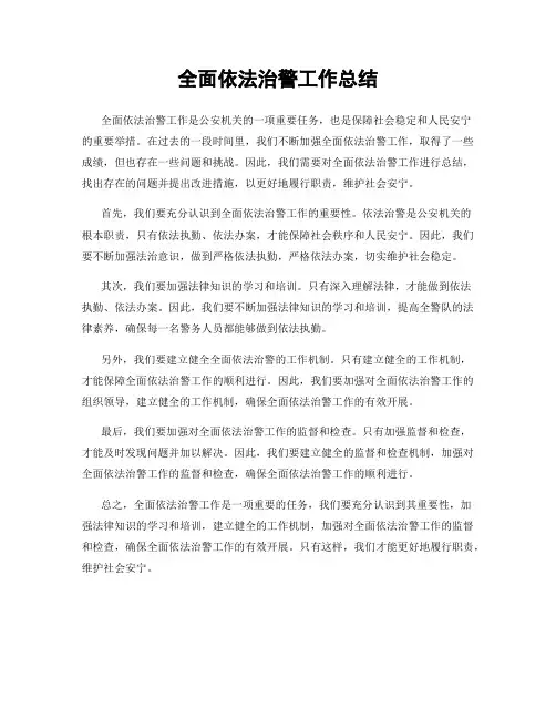 全面依法治警工作总结