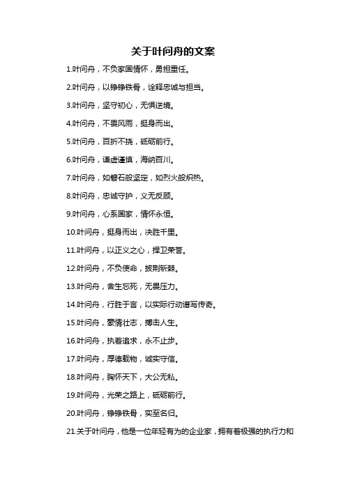 关于叶问舟的文案-概述说明以及解释