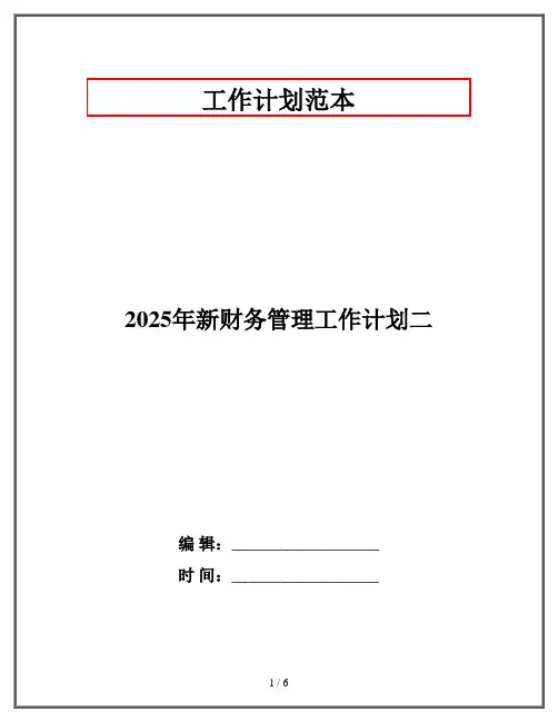 2025年新财务管理工作计划二