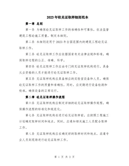 2023年砼见证取样细则范本