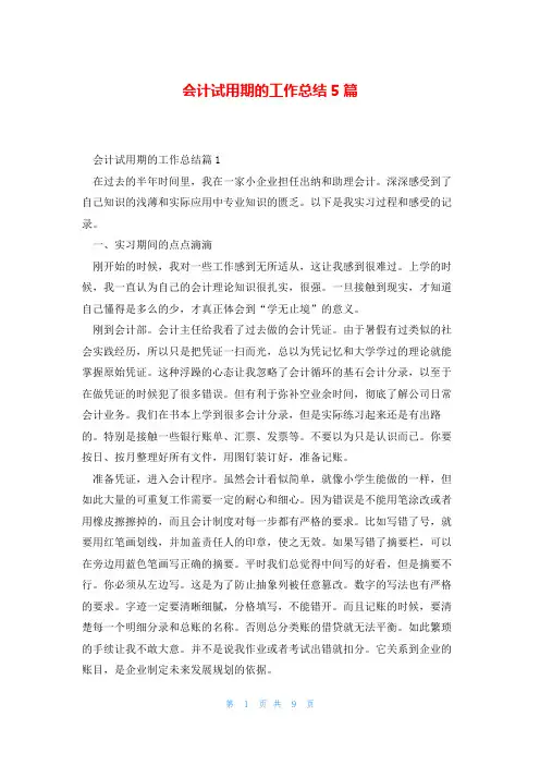 会计试用期的工作总结5篇