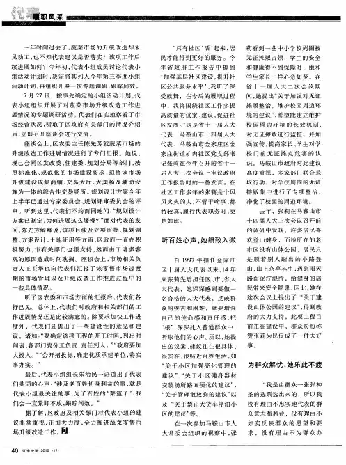 张莉：“小巷总理”的代表情