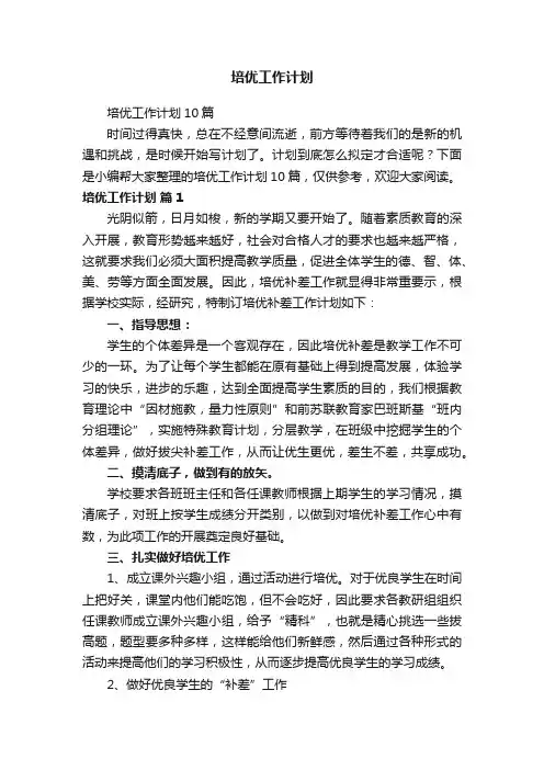 培优工作计划