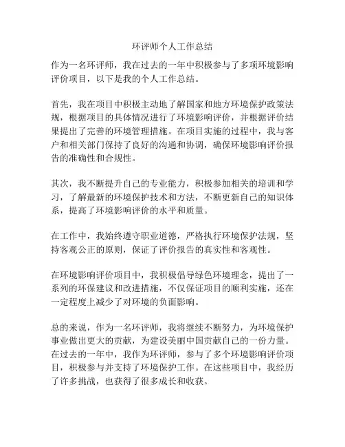 环评师个人工作总结