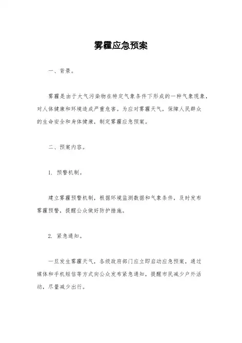 雾霾应急预案