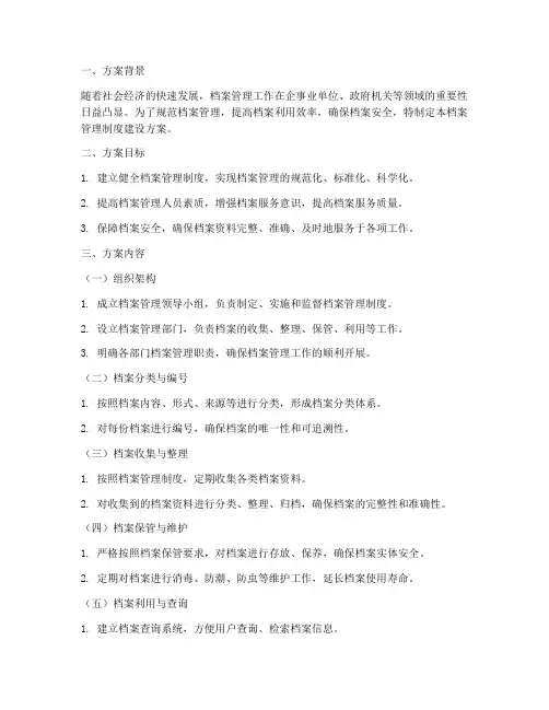 档案管理制度建设方案