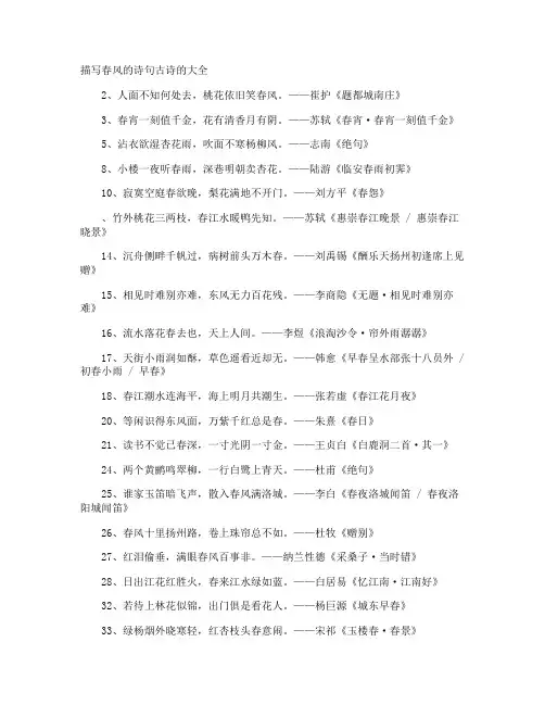 描写春风的诗句古诗的