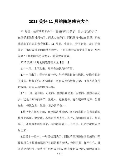 2023美好11月随笔感言大全