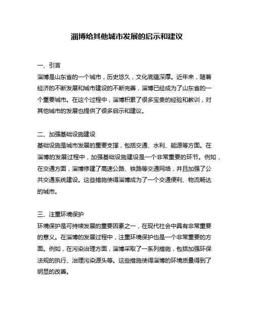 淄博给其他城市发展的启示和建议