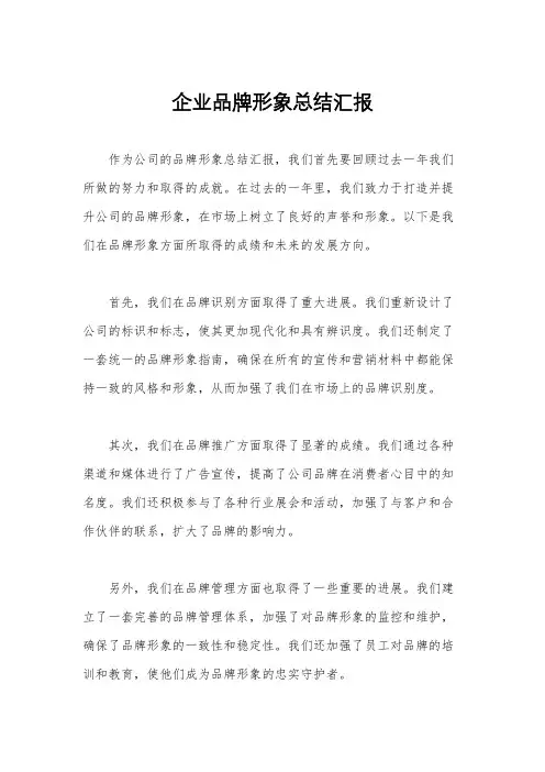 企业品牌形象总结汇报