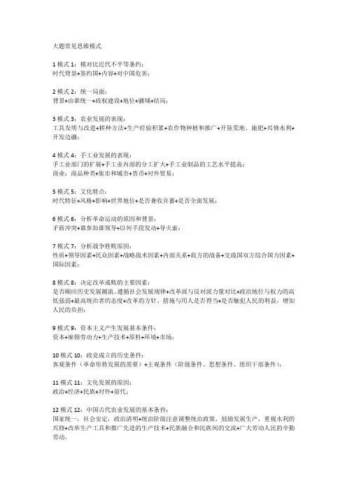 高考历史答题模板