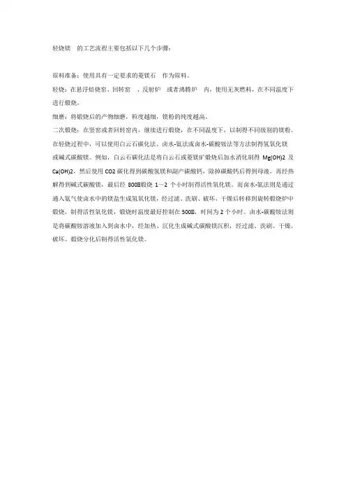 轻烧镁工艺流程