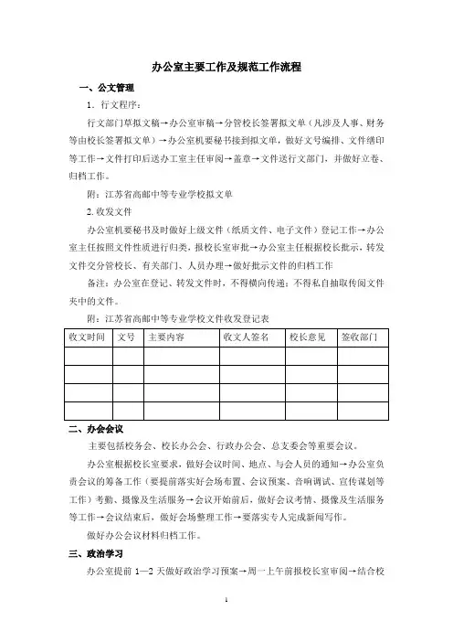 办公室主要工作及规范工作流程3