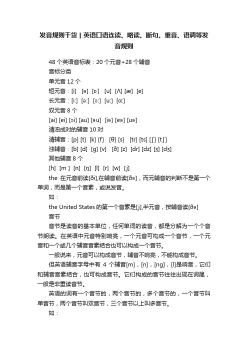 发音规则干货丨英语口语连读、略读、断句、重音、语调等发音规则