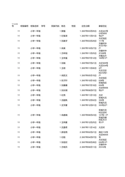 大沈界首市小学体测模版