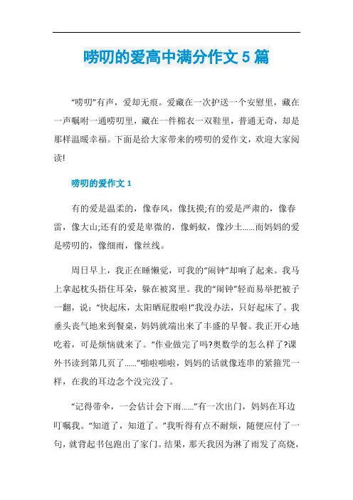 唠叨的爱高中满分作文5篇