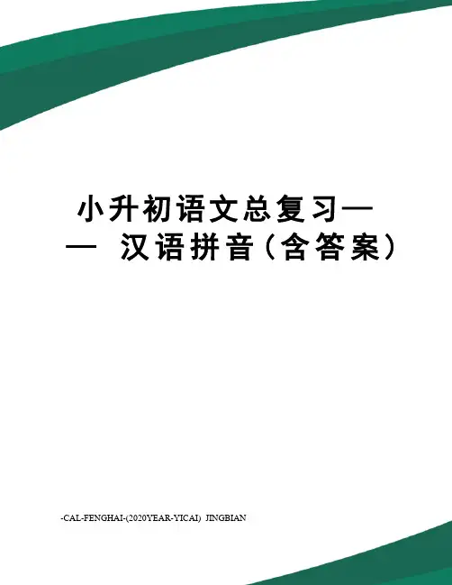 小升初语文总复习——汉语拼音(含答案)