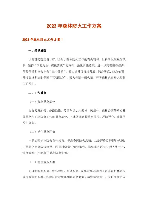 2023年森林防火工作方案_2