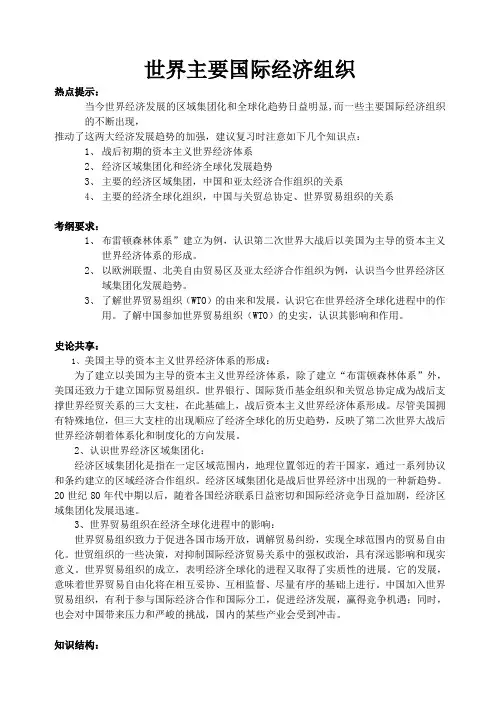 世界主要国际经济组织介绍