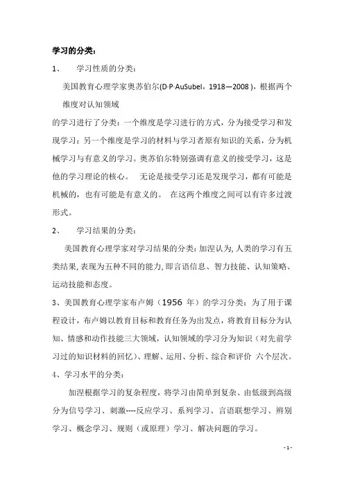 教育学——学习的分类