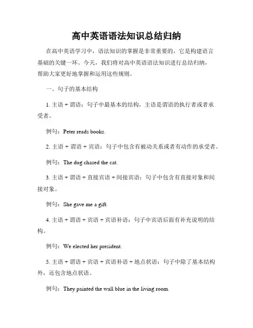 高中英语语法知识总结归纳