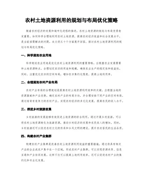 农村土地资源利用的规划与布局优化策略