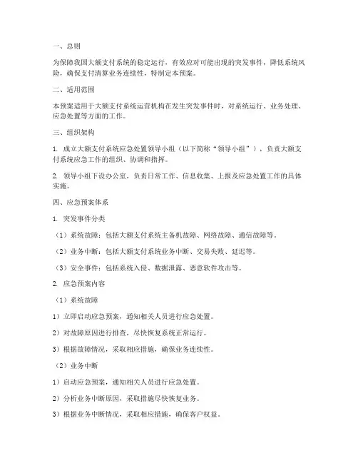 大额支付系统应急预案