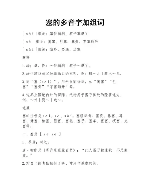 塞的多音字加组词