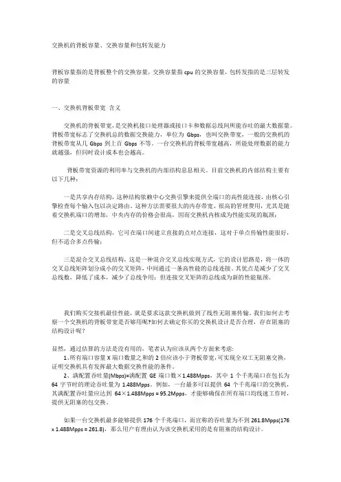交换机背板及交换机容量