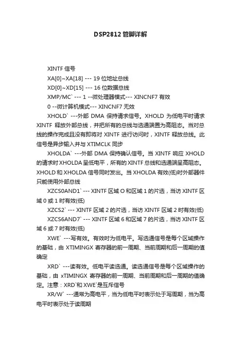 DSP2812管脚详解